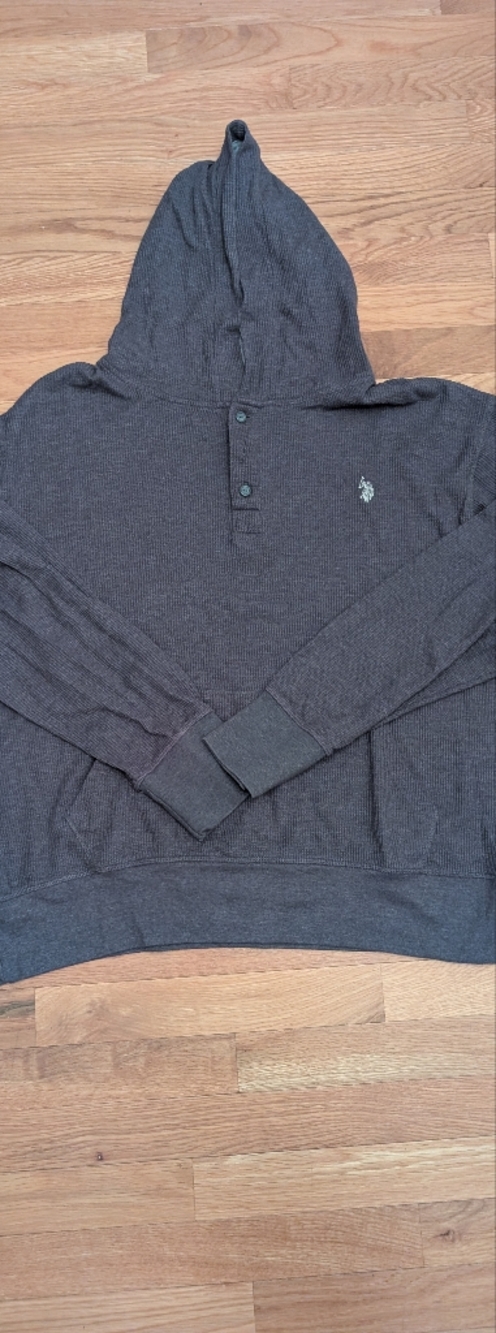 U.S. Polo Assn. Men's Long Sleeve Waffle Henley - Charcoal Gray